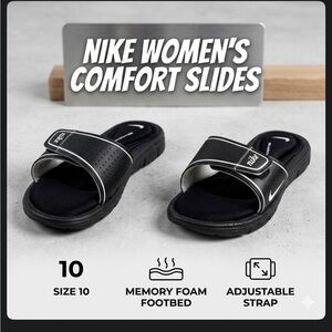 NIKE—-COMFORT CUSHIONED Slides, women’s size 10. EXCELLENT CONDITION.